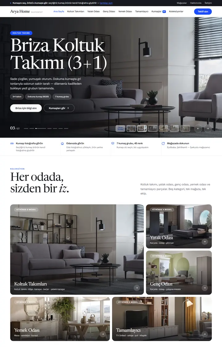 Arya Home web sitesi